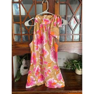 Cache Silk Floral Halter Neck Top Women's Size‎ M Pink Orange Orchid